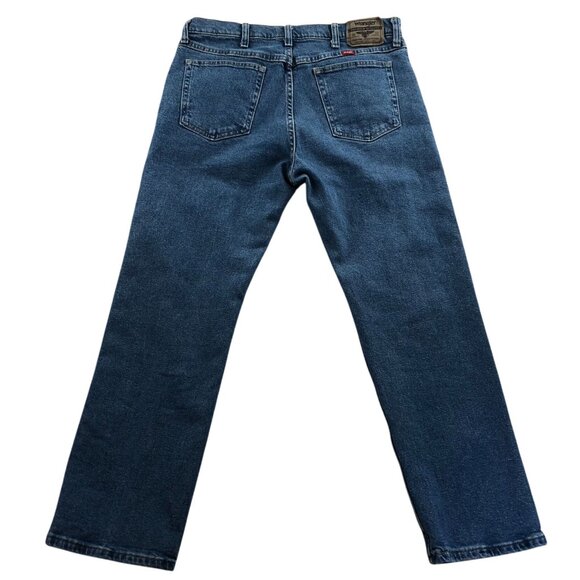 Wrangler Mens Jeans 34x30 Relaxed Fit Blue Denim Straight Leg Classic Casual - Picture 2 of 14